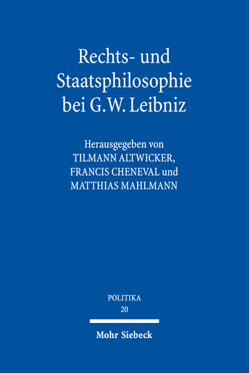 Rechts- und Staatsphilosophie bei G.W. Leibniz (Tübingen: Mohr Siebeck, im Erscheinen) (gemeinsam mit F. Cheneval und M. Mahlmann)